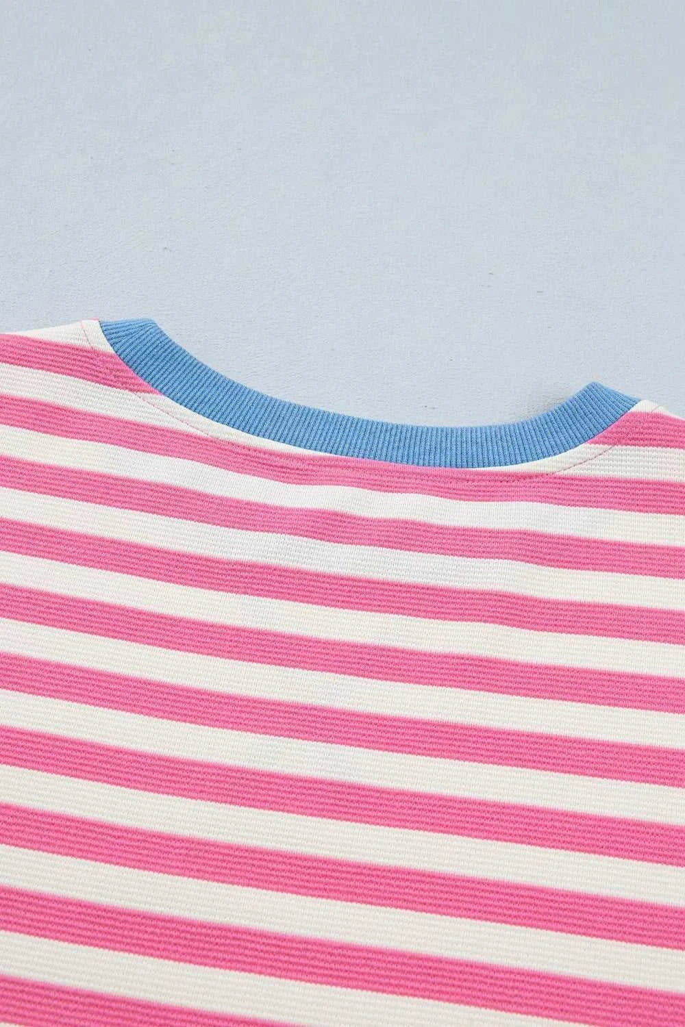 Stripe Contrast Patchwork Short Sleeve Loose Tee 100100172924459 30 Affordable Fashion Under $100 Jerry's Apparel 