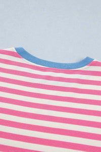 Stripe Contrast Patchwork Short Sleeve Loose Tee 100100172924459 30 Affordable Fashion Under $100 Jerry's Apparel 