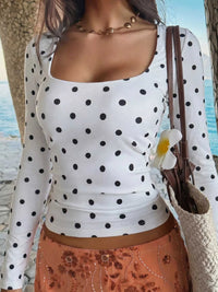 Polka Dot Square Neck Long Sleeve T-Shirt 100100924051658 25 Affordable Fashion Under $100 Jerry's Apparel 