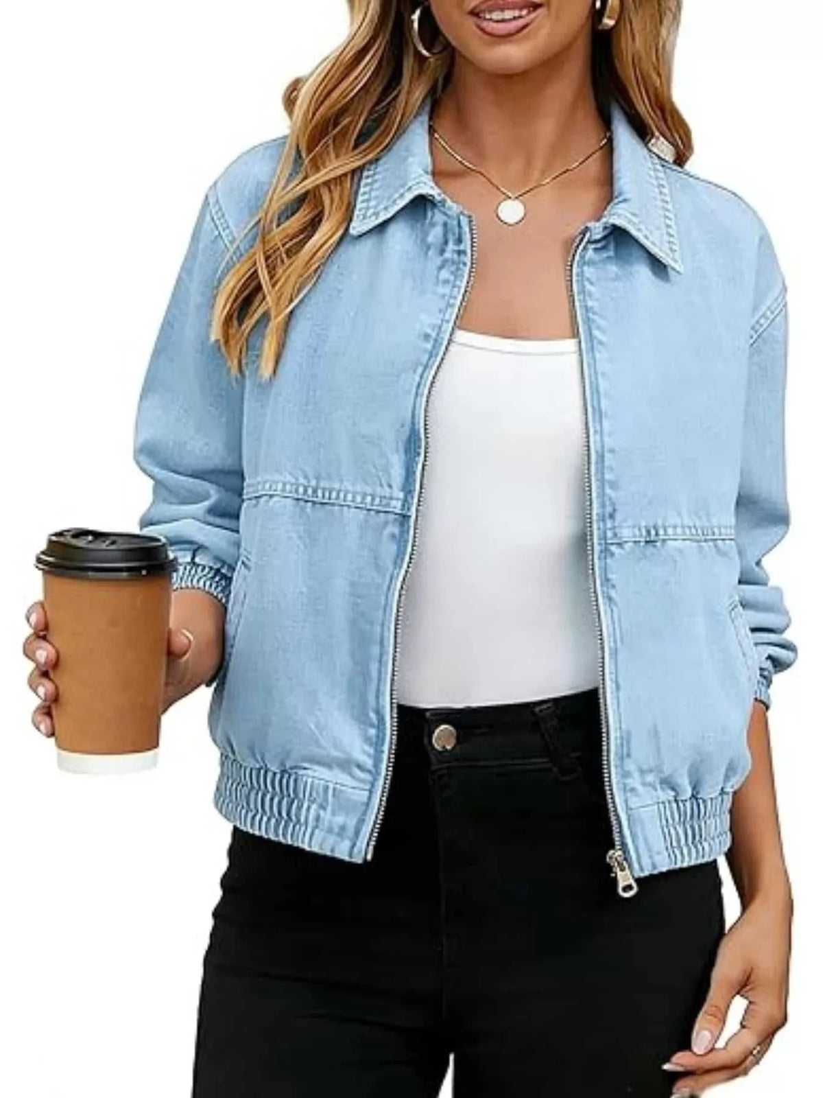 Classic Zip-Up Denim Jacket 101003368738223 64 Affordable Fashion Under $100 Jerry's Apparel 