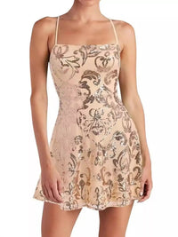 Sequin Square Neck Mini Dress 101001434570366 56 Women's Dress Gifts for Her Jerry's Apparel 