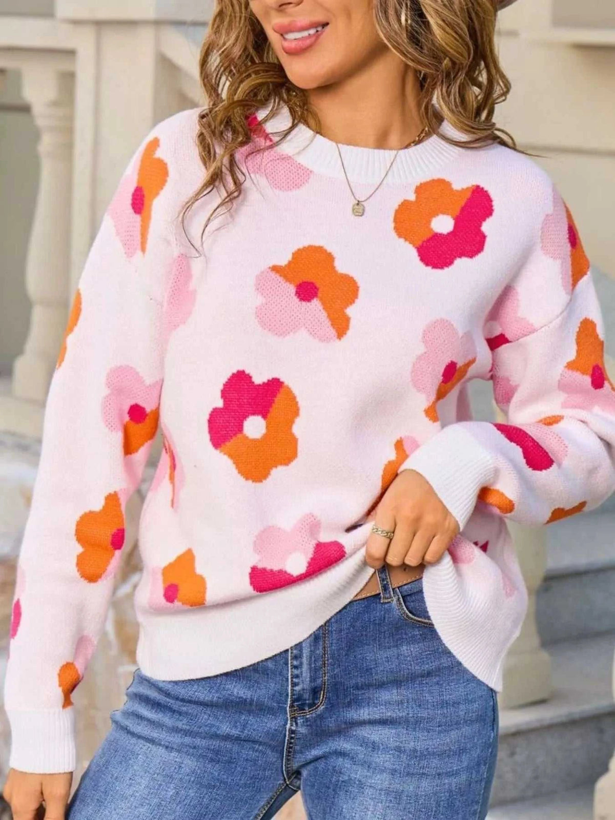 Floral Crew Neck Long Sleeve Sweater 100100152678985 50 Affordable Fashion Under $100 Jerry's Apparel 