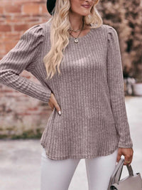 Ribbed Knit Puff Sleeve T-Shirt 100100962471478 28 Affordable Fashion Under $100 Jerry's Apparel 