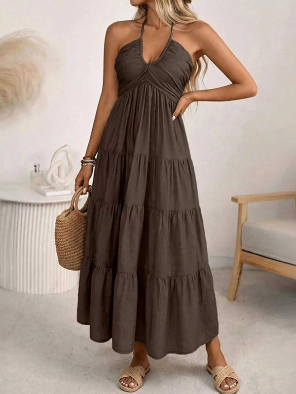 Halter Neck Tiered Midi Dress 100100171264186 44 Affordable Fashion Under $100 Jerry's Apparel 