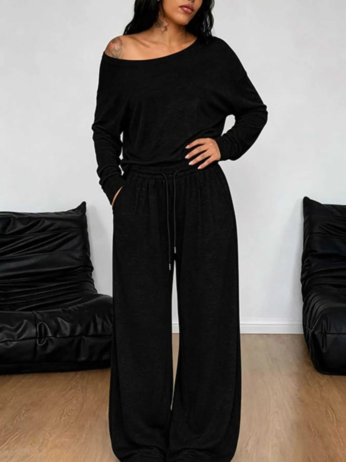 Full Size One-Shoulder Top and Drawstring Pants Set Plus Size 100100885816388 29 Affordable Fashion Under $100 Jerry's Apparel 