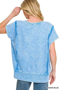 F/terry Halo Snow Washed Oversized Hi-low Top 100100806681285 32 Jerry's Apparel 