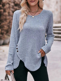 Ribbed Knit Long Sleeve T-Shirt 100100676091737 30 Affordable Fashion Under $100 Jerry's Apparel 