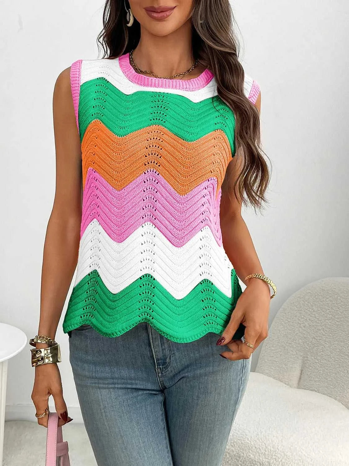 Color Block Round Neck Sweater Vest 100100253791586 34 Affordable Fashion Under $100 Jerry's Apparel 