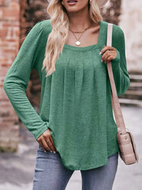 Pleated Square Neck Long Sleeve T-Shirt 100100387874963 31 Affordable Fashion Under $100 Jerry's Apparel 