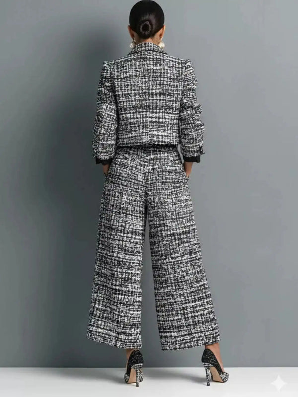 Tweed Cropped Jacket and Wide-Leg Pants Set 101001838048696 65 Affordable Fashion Under $100 Jerry's Apparel 