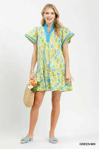 Umgee Leaf Print Flutter Sleeve Tiered Mini Dress 100100227411005 64 Affordable Fashion Under $100 Jerry's Apparel 