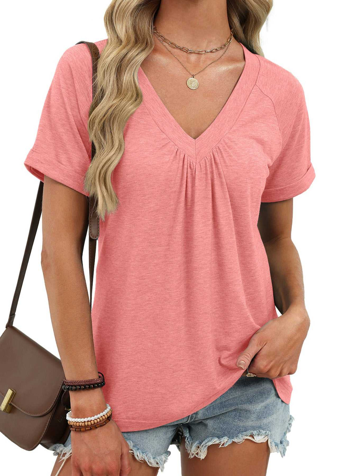 Casual V-Neck Short Sleeve T-Shirt 100100731554922 25 Affordable Fashion Under $100 Jerry's Apparel 