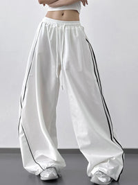 Oversized Wide Leg Pants with Contrast Piping