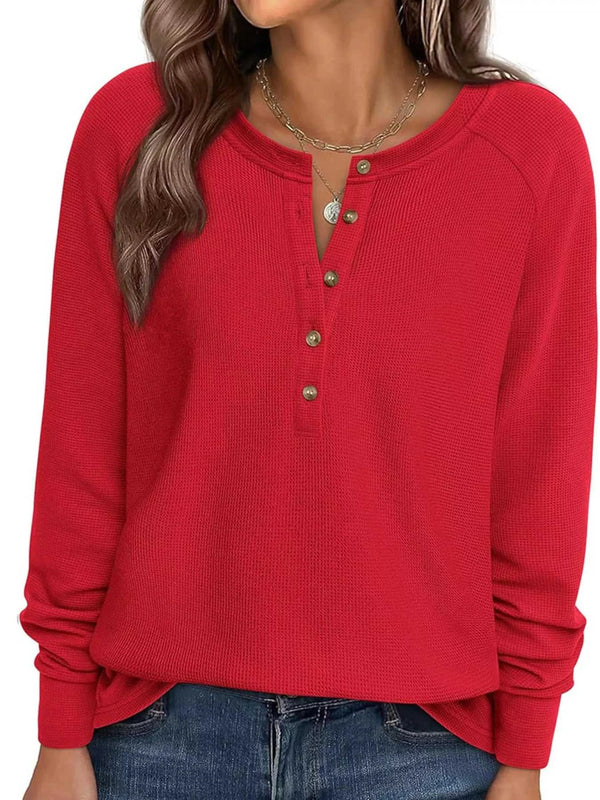 Waffle Knit Henley Long Sleeve T-Shirt 101001290624131 47 Affordable Fashion Under $100 Jerry's Apparel 
