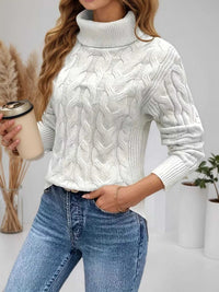 Cable Knit Turtleneck Long Sleeve Sweater 100100174532282 38 Affordable Fashion Under $100 Jerry's Apparel 