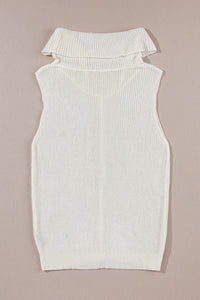 Central Seam Turtleneck Sleeveless Sweater Vest