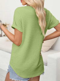 Textured Wide Sleeve V Neck T Shirt 100100453800555 22 Affordable Fashion Under $100 Jerry's Apparel 