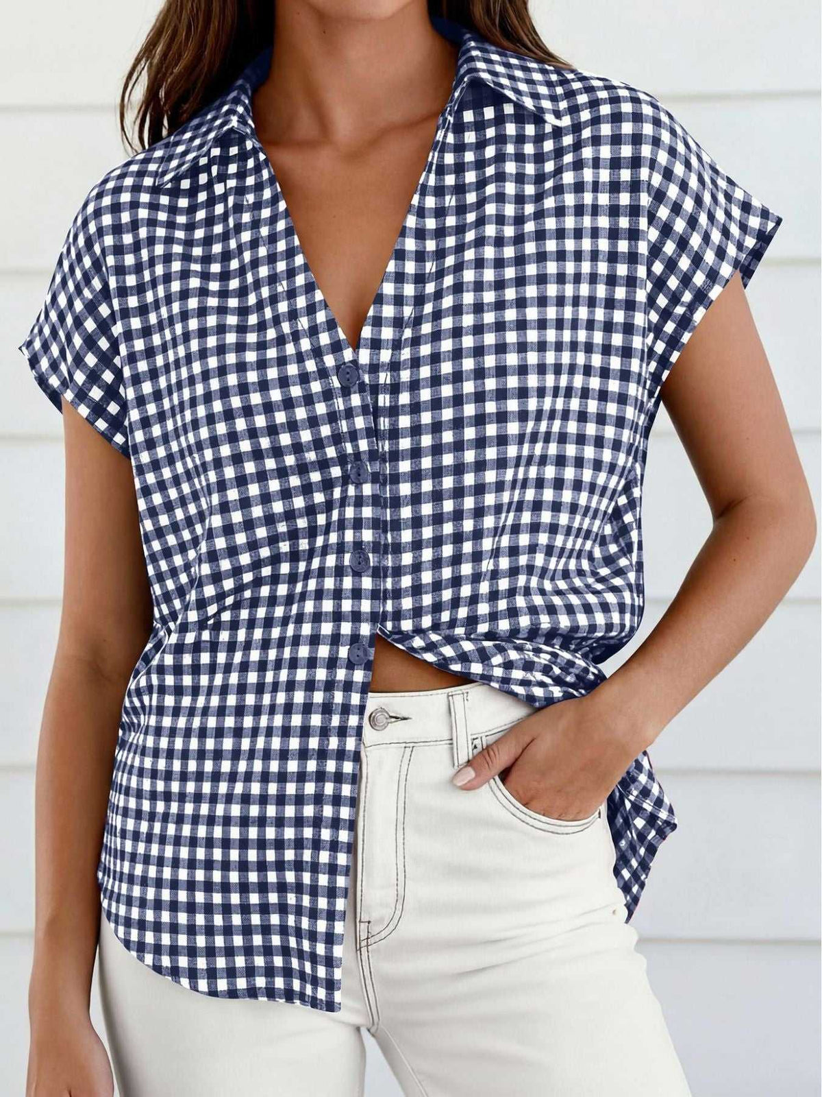 Gingham Print Button-Down Shirt 100100535526342 33 Affordable Fashion Under $100 Jerry's Apparel 