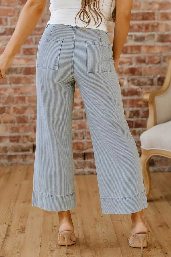 Striped Wide-Leg Cropped Jeans 100100310211720 63 Affordable Fashion Under $100 Jerry's Apparel 