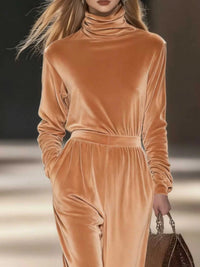 Full Size Velvet Turtleneck Long Sleeve Top and Wide-Leg Pants Set Plus Size 101001423619230 50 Affordable Fashion Under $100 Jerry's Apparel 