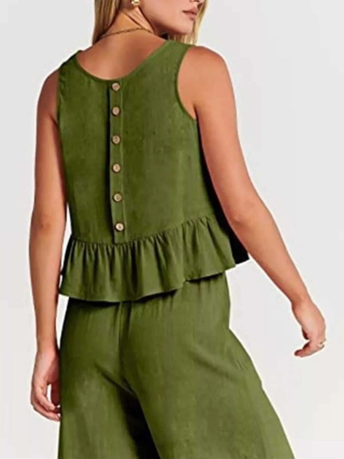 Full Size Ruffled Hem Sleeveless Top and Wide-Leg Pants Set Plus Size 100100048319818 31 Affordable Fashion Under $100 Jerry's Apparel 