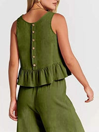 Full Size Ruffled Hem Sleeveless Top and Wide-Leg Pants Set Plus Size 100100048319818 31 Affordable Fashion Under $100 Jerry's Apparel 