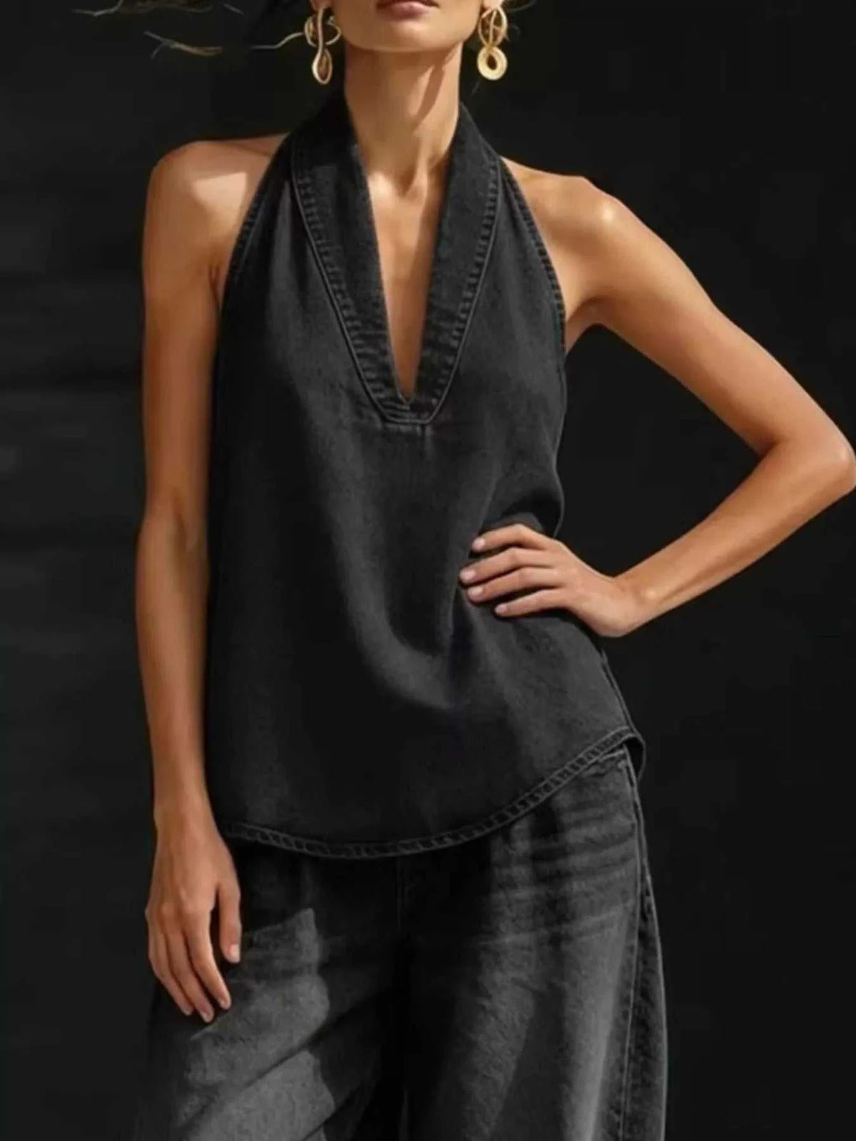 Full Size Halter Neck Top and Wide Leg Pants Plus Size 100100902768538 63 Affordable Fashion Under $100 Jerry's Apparel 