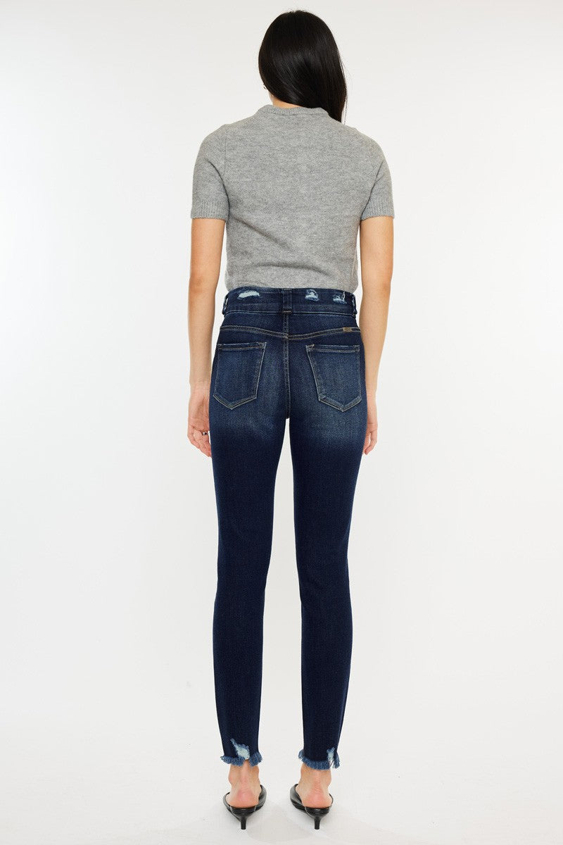 Full Size Cat's Whiskers Raw Hem High Waist Jeans