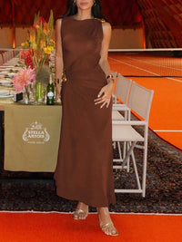 Draped Sleeveless Bodycon Maxi Dress with Metal Decorative 100100688722473 34 Affordable Fashion Under $100 Jerry's Apparel 