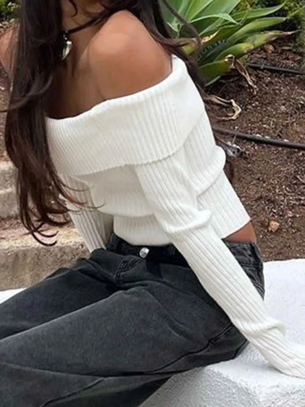 Perfee Off Shoulder Long Sleeve Sweater 100100731901575 28 Women's Sweaters and Knitwear Jerry's Apparel 