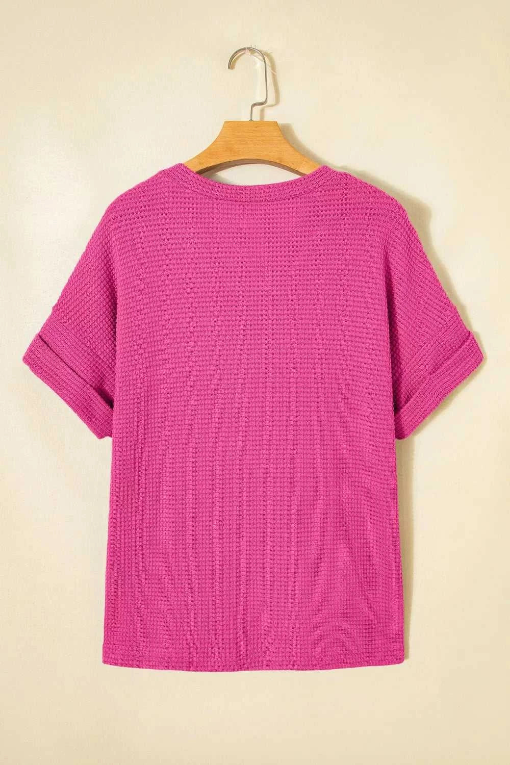 Textured Waffle Knit V-Neck T-Shirt 100100332511740 29 Affordable Fashion Under $100 Jerry's Apparel 
