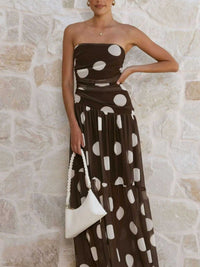 Polka Dot Strapless Ruched Maxi Dress 100100889786131 50 Affordable Fashion Under $100 Jerry's Apparel 
