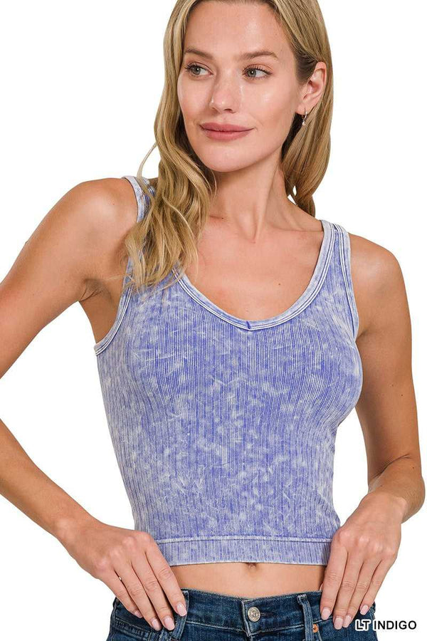 Zenana Washed Ribbed Seamless Cropped V-neck Tank Top 100100000961865 23 Affordable Fashion Under $100 Jerry's Apparel 