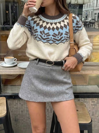 Fair Isle Pattern Round Neck Sweater 101002092682408 55 Affordable Fashion Under $100 Jerry's Apparel 