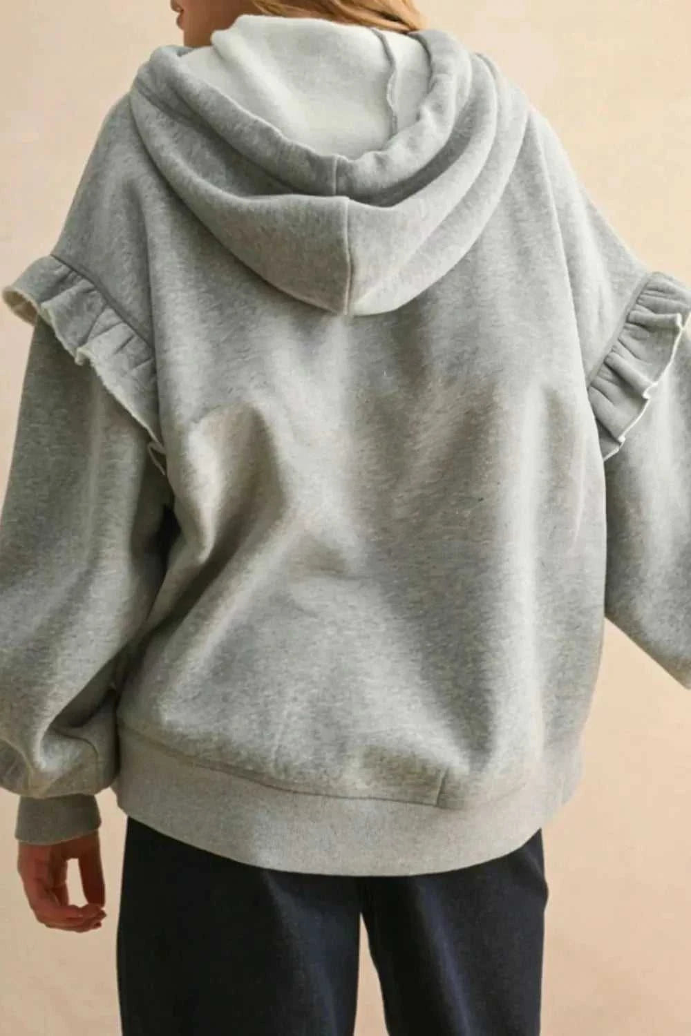 Ruffled Drawstring Long Sleeve Hoodie 100100982421706 52 Affordable Fashion Under $100 Jerry's Apparel 