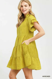 Umgee Tiered Ruffle Sleeve Textured Mini Dress 100100470761026 57 Affordable Fashion Under $100 Jerry's Apparel 