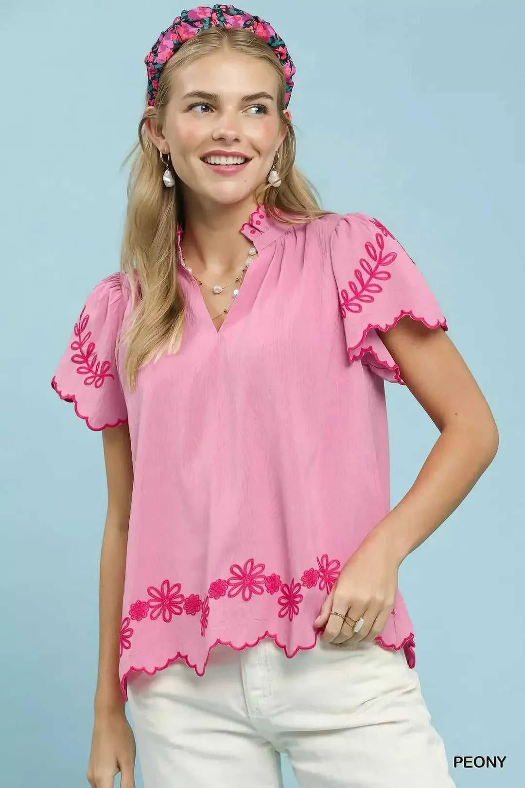 Umgee Embroidered Scallop Top 100100547541401 55 Affordable Fashion Under $100 Jerry's Apparel 