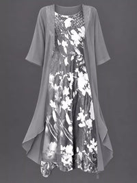 Full Size Floral Print Midi Dress and Chiffon Cardigan Set Plus Size 101001950650233 50 Affordable Fashion Under $100 Jerry's Apparel 