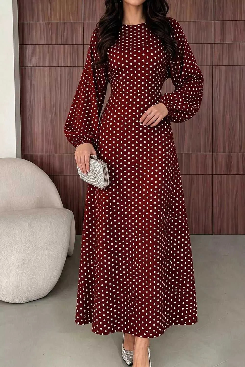 Polka Dot Long Sleeve Maxi Dress 101001469171625 35 Affordable Fashion Under $100 Jerry's Apparel 
