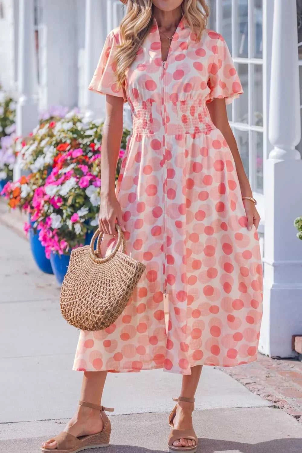 Polka Dot Puff Sleeve Midi Dress 100100018351579 72 Affordable Fashion Under $100 Jerry's Apparel 