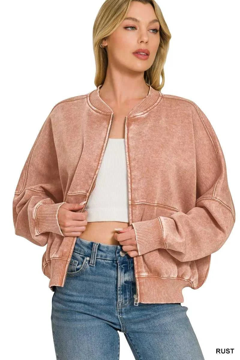 Zenana Acid Washed Fleece Jacket 100100174211806 44 Affordable Fashion Under $100 Jerry's Apparel 