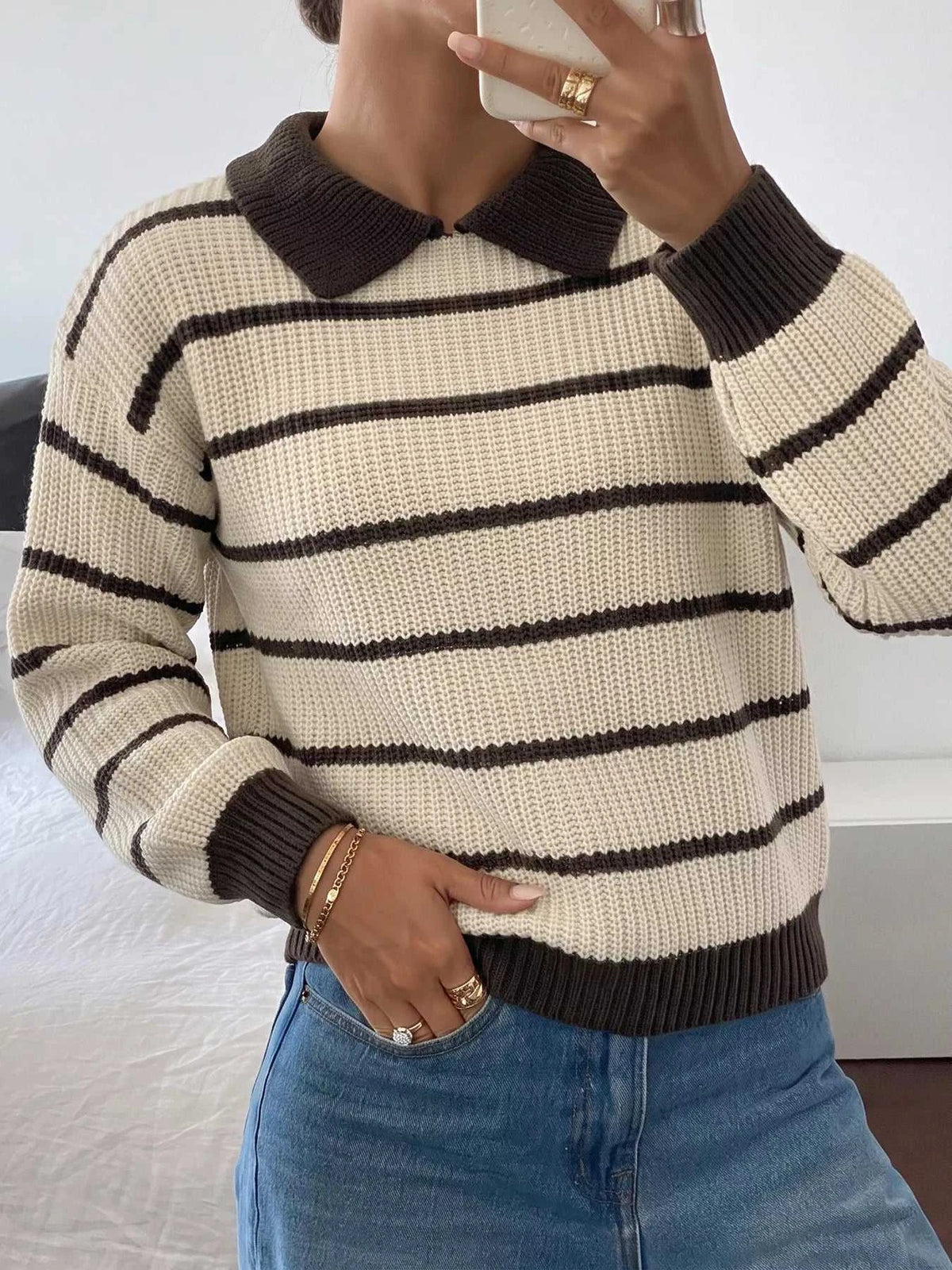 Striped Knit Polo Sweater 100100473191463 39 Affordable Fashion Under $100 Jerry's Apparel 
