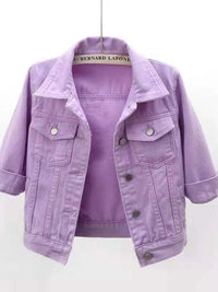 Full Size Cropped Denim Jacket Plus Size