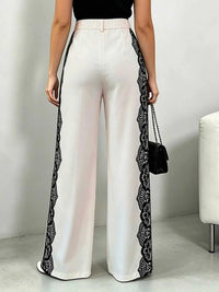 Lace Detail Wide Leg Pants 100100203986473 32 Jerry's Apparel 