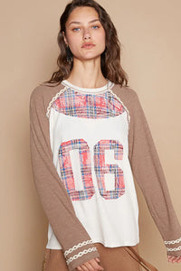 POL Plaid Number 06 Raglan Sleeve T-Shirt