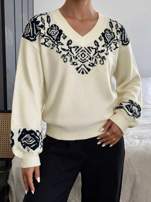Floral Dropped Shoulder Sweater 101002514385219 52 Affordable Fashion Under $100 Jerry's Apparel 