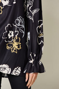 Full Size Printed Flounce Sleeve Blouse