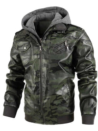 Men's Full Size Camouflage Hooded Faux Leather Jacket Plus Size 100400296121509 96 Affordable Fashion Under $100 Jerry's Apparel 
