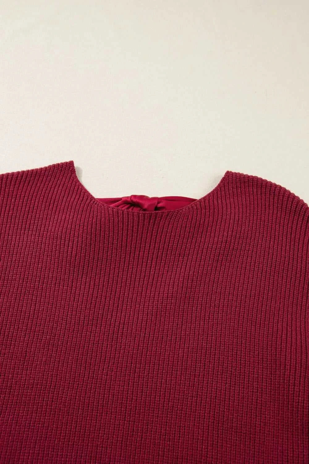 Ribbed Knit Ribbon Knot Backless Drop Shoulder Sweater 100100241929655 56 Affordable Fashion Under $100 Jerry's Apparel 