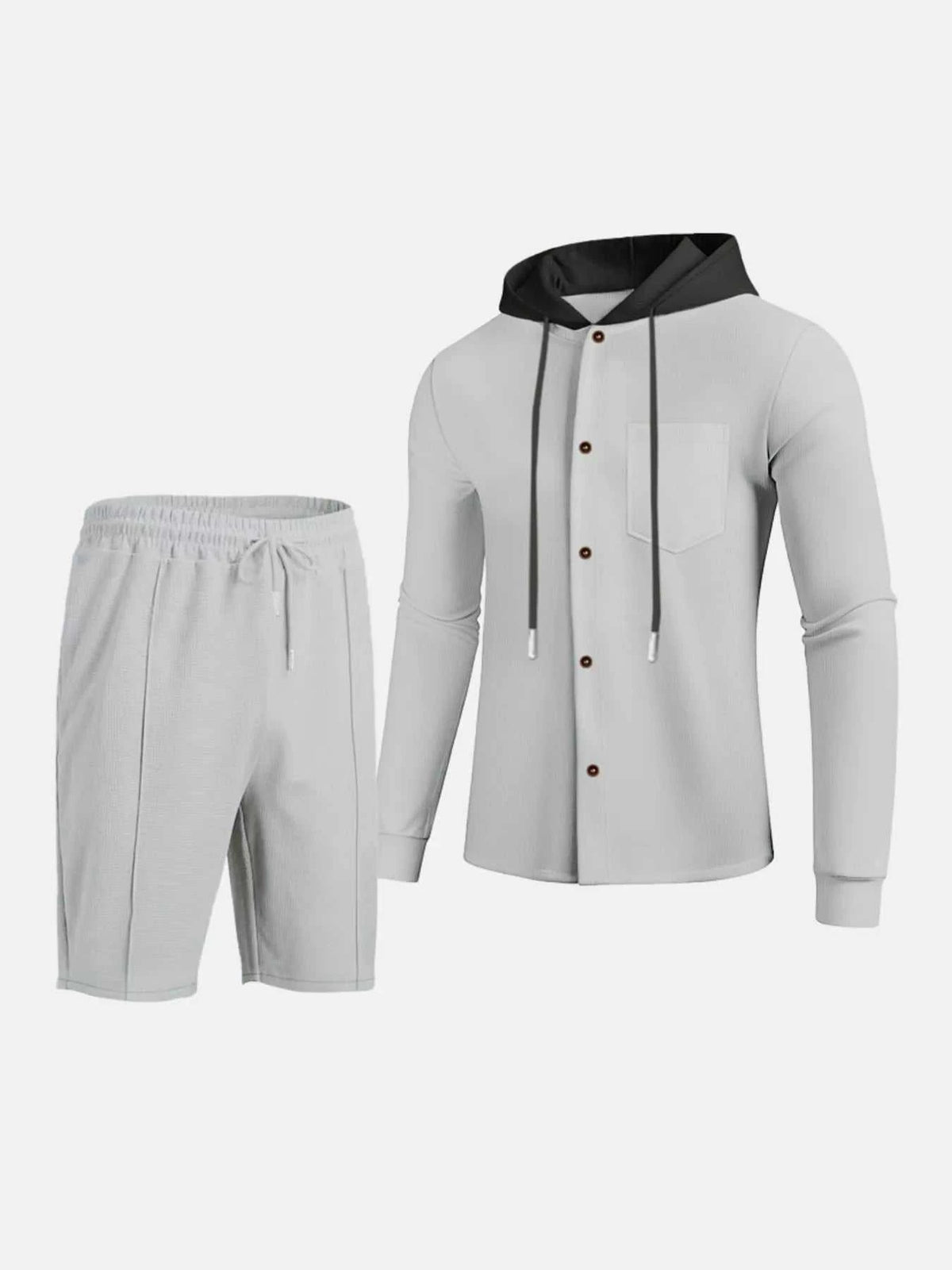 Men's Full Size Casual Hooded Button-Up Top and Shorts Set Plus Size 100400355175188 41 Affordable Fashion Under $100 Jerry's Apparel 